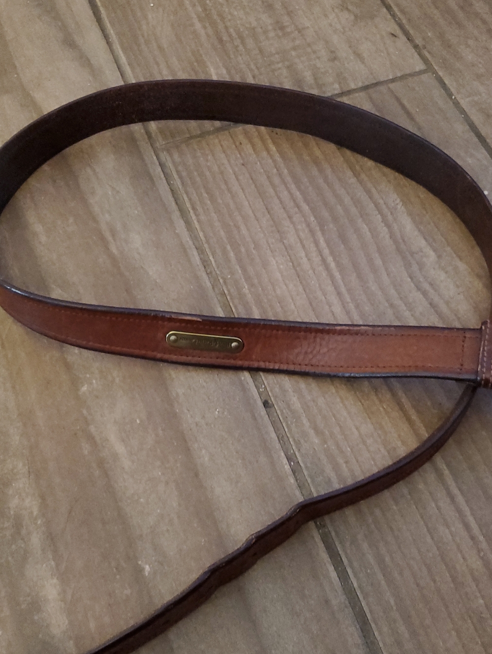 Men's Tan Leather Shoulder Strap with Brass Accent